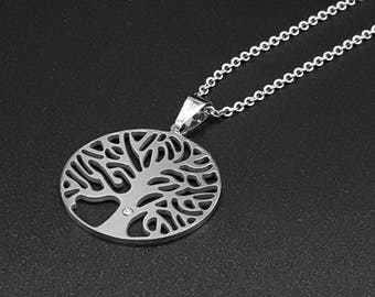 Man necklace Tree of Life - Stainless Steel - Men Jewelry - Man Gift -