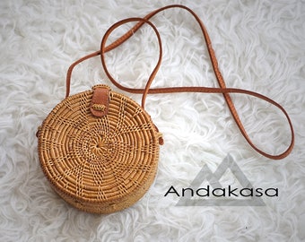 Small Size Unique Round Ata Rattan Shoulder Bag, Beautiful Handmade Rattan Summer Bag, A Perfect Birthday Gift For Her