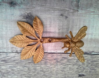 Golden Gold Busy Bee Wall Coat Hook Curtain Tie Back Pewter