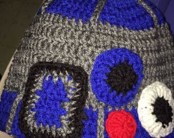 This is an R2D2 hat made in child adult size