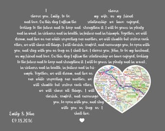 Wedding Vows Art Wedding Vows Print Wedding Vow Canvas Vows Renewal Wedding Vows Framed Vows Wedding Vows Calligraphy His and Her Vows Gift