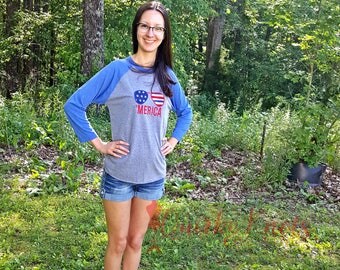 Merica-merica shirt-america shirt-USA shirt-america clothing-raglan shirt-aviator glasses top-patriotic shirt-embroidered shirt