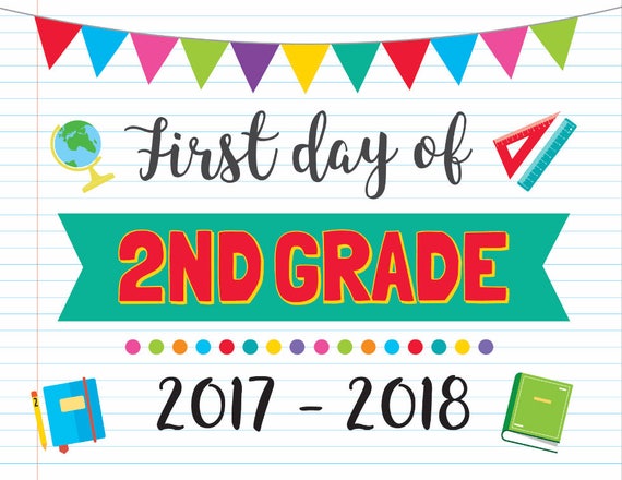 This is a photo of Fan First Day of 2nd Grade Printable Sign This is an image of Fan First Day of 2nd Grade Printable Sign