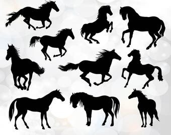 Horse svg silhouettes - Running horses svg collection - horses vector clipart - digital download svg, png, dxf, eps - Animal Silhouettes