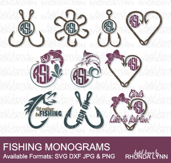 Download SALE Fishing SVG dxf jpg png cut files Fishing Monogram