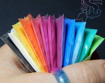 Pearlescent mica pigment rainbow vibrant set "Tutti Frutti" 12x2gr, nail art, UV resin, nail gel, nail acrylic, rainbow