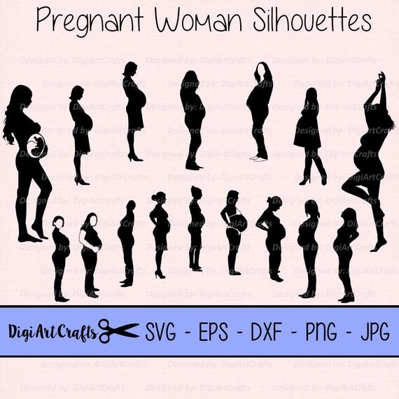 Download Items similar to Pregnant Woman Silhouettes SVG cutting ...