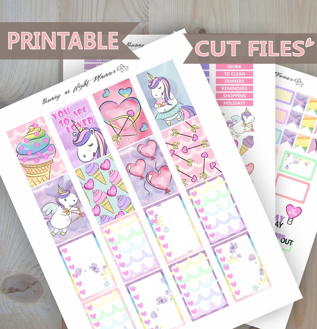 unicorn sticker kithappy planner printable sticker kit2018