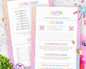 Multipurpose Lula Thank You Card, + Care Instruction + Punch Card + Sizing Chart + My Size Card, Return Policy, Clothing Care