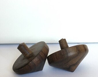 Hand turned wooden spinning top
