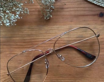 Gold Aviator Framed Grandpa Eyeglasses with Clear Lens Unisex Round Clear Eyeglasses
