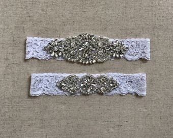 SALE - Wedding Garter Set, bridal garter set, vintage rhinestones, something blue