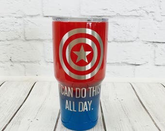Powder coated superhero cup/captain america custom cup/custom design powder coated tumbler/30oz custom cup/personalized powder superhero cup