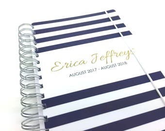 Personalizzato 13 mese agosto 2017-2018 di agosto a metà anno/accademico/scuola anno A5 orizzontale Planner/diario