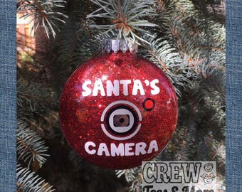 Santa's Camera Ornament Red Black or Green, Christmas Traditions, Santa Cam Santa's Watching, Christmas Ornament, Naughty or Nice, Christmas