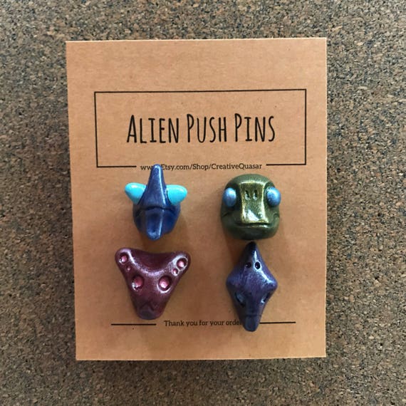 Items Similar To Alien Push Pins, Metallic Series #1 | Sci-fi ...