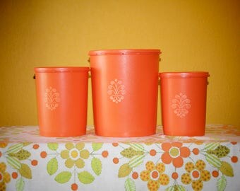 Tangerine Tupperware Canister Set