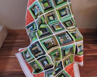 Scrappy Log cabin lap quilt