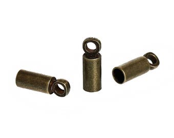 15 pc Antique Bronze Cylinder Cord End Caps 9x3mm