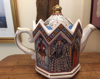 Vintage, Sadler Teapot, Queen Elizabeth Ist, Fighting the Spanish Armada 1588, Collectable Sadler Teapot, Vintage Teapot, Display Teapot