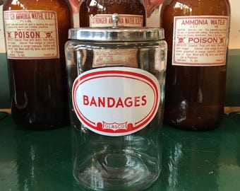 Hospital for bandages Vintage glass jar