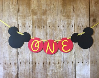 Mickey Mouse High Chair Banner. Mickey Mouse "ONE" Banner,Mickey Mouse "TWO" Banner, Mickey Birthday Banner, Smash Cake Banner