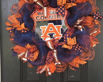 Auburn University Football Wreath. Auburn Tigers Wreath. War Eagle Wreath. Auburn Wreath. Auburn Tigers. Football Door Wreath. GO Auburn