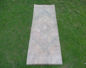 Faded Oushak Rug, Turkish Rug, Mid Size Rug, Narrow Rug, Vintage Carpet, Tribal Rug, Decorative Rug