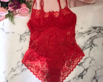 red bodysuit spaghetti strap