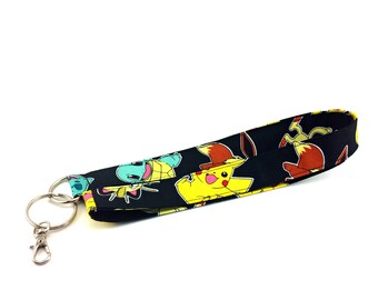 Lanyard Made With Pokemon Fabric, Pikachu Lanyard, Cartoon Toss Badge Holder, Car Key Holder, ID Badge Clasp