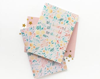Notebook - Cute Floral Stationery - A6 Lined Journal - Pocket Travel Journal - Gift for Her