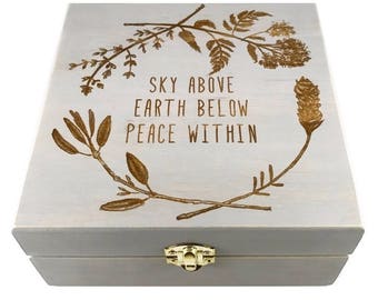 Sky Above Earth Below - Essential Oil Storage Box 25 Slot 15ml - Pine - Choose Finish and Custom Laser Engravings - Fit dōTERRA Young Living