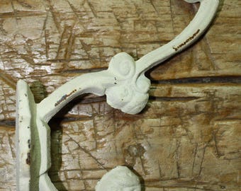 6 Cast Iron White Victorian Style Coat Hooks Hat Hook Rack Hall Tree SCHOOL