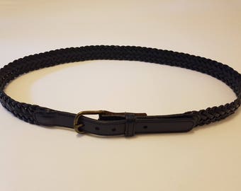 Vintage Navy Blue Plaited Leather Belt Size Medium