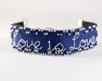 Hand Embroidered Cuff Bracelet - Pride