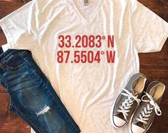 Alabama/Auburn Coordinates Shirt , game day shirt , roll tide tee , war eagle tee , game day tee , stadium coordinates tee