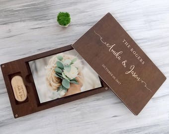 Wedding Gift Ideas Gift for Couple Wedding Photo Box Wood Photo Box Wedding Photography Custom Wedding Box with USB Wood Keepsake Box