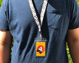 Mickey Mouse Disney Park Lanyard (with ID holder)! Pin trading, pass holder.