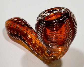 5" Orange Snakeskin Sherlock Glass Smoking Pipe with Glass Bowl SP736