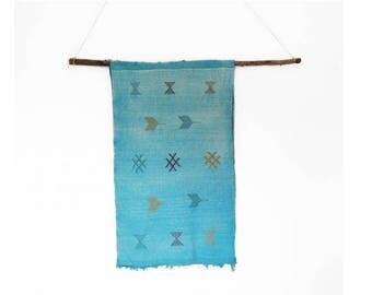 Blue Rug / Moroccan Rug / Boho Wall Decor / Ethnic Rug / Moroccan Carpet / Cactus Silk Decor / Cactus Silk Rug / Vegan Rug / Bohemian Rug
