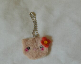 Adorable Needle Felted Cat Keychain Accessory