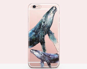 Blue Whales iPhone 6 Case Whale Ocean Animals phone case iPhone 7 case Whale Blue Whales iPhone Case watercolor whale Nature lover Gift 36