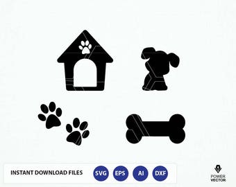 Dog SVG File. Dog Cut File. Dog Png. Dog Cricut. Dog Cameo File. Dog House, Bone, Paw Prints Svg. Dog Vector. Puppy Svg. Paw Monogram Svg