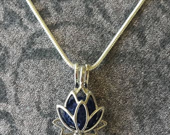 Lotus Aromatherapy Necklace, Diffuser Necklace, Essential Oil Necklace, Perfume Locket, Scent Diffuser, Lotus Locket Necklace