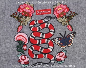 Snake Patch Supreme Patch Flower Patch Butterfly Patch Embroidered Patch Fly Patch Set Iron On Patch Group #A7GZ #B16 #A6 #A1 #B5 A7#A4