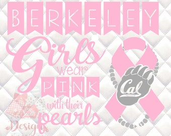 Cal Berkeley Golden Bears Pink and Pearls - Breast Cancer Awareness - SVG, Silhouette studio and png bundle