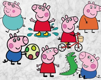Peppa Pig Svg, Peppa Pig Clip art, Cut files svg, eps and png. Peppa Pig files for scrapbooks, silhouette, cricut, vinyl cut, decals