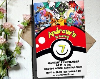 Pokemon Go Invitation, Pokemon Invitation, Pokemon Birthday, Pokemon Party, Pikachu Invitation, Pikachu Birthday, Pokemon Printable, pokemon