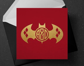Wedding Monogram | Batman and Harley Quinn Monogram - Personalised Custom Wedding Initials - Comic and DC Universe Inspired Logo
