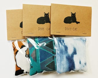 Catnip Toys - Three pack - Handmade with 100% organic catnip & vintage up-cycled fabric
